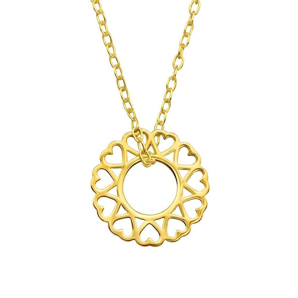 Gold Vermeil Circle of Hearts Necklace 12mm Romantic Pendant